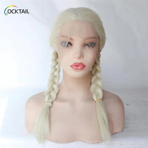 High temperature fiber preplucked hairline heat resistant  hand tied synthetic full lace wig